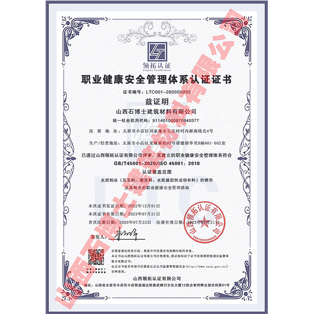 職業(yè)******管理體系認(rèn)證證書中文